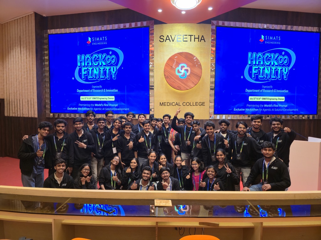 Hackfinity 2025 organising team at SIMATS Engineering